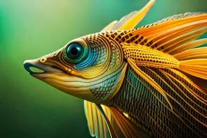 un pescado con azul ojos y amarillo aletas generado por ai foto