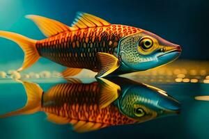 a fish is reflected in the water. AI-Generated photo