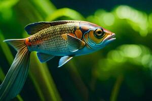 a fish with a bright orange and black body. AI-Generated photo