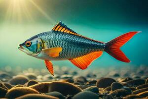 photo wallpaper fish, the sun, the sea, the sky, the fish, the fish,. AI-Generated