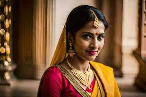 a beautiful indian bride in traditional attire. AI-Generated photo