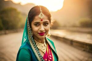 a beautiful indian woman in traditional attire. AI-Generated photo