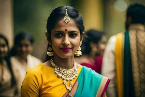 a beautiful indian bride in traditional attire. AI-Generated photo