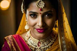 a beautiful indian bride in traditional attire. AI-Generated photo