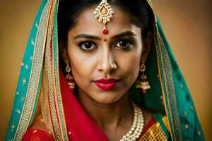 a beautiful indian woman in traditional attire. AI-Generated photo