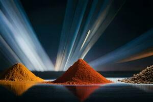 three different types of spices are shown in a row. AI-Generated photo