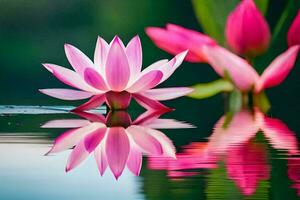 pink lotus flower in water with reflection. AI-Generated photo