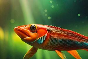 un pescado con brillante rojo y azul colores. generado por ai foto
