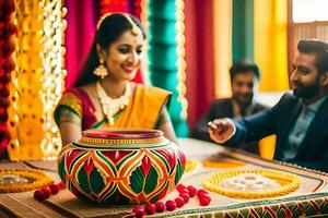 a couple in a traditional indian wedding. AI-Generated photo