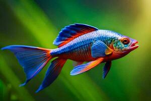 a fish with bright blue and orange colors. AI-Generated photo