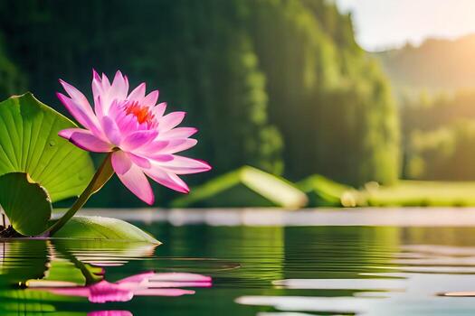loto flor en el agua. generado por ai foto