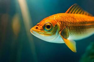 un cerca arriba de un pescado en un acuario. generado por ai foto