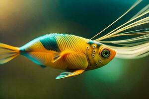 a fish with long hair on its head. AI-Generated photo