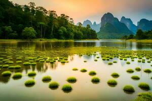 the li river in china. AI-Generated photo