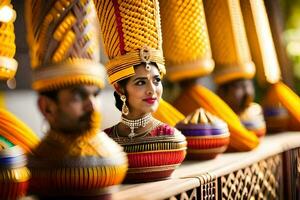 a woman in traditional indian dress is posing for a photo. AI-Generated photo