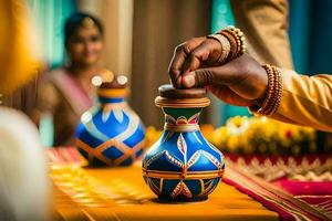 the wedding of person and person at the chennai hotel. AI-Generated photo