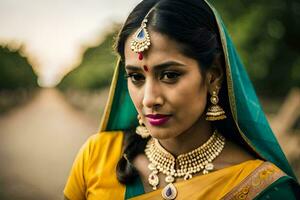 a beautiful indian woman in traditional attire. AI-Generated photo