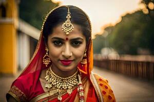 beautiful indian bride in traditional attire. AI-Generated photo