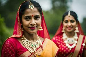 two women in traditional indian attire. AI-Generated photo