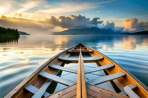 el barco es en el agua a puesta de sol. generado por ai foto