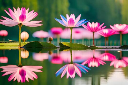 loto flores en el agua. generado por ai foto