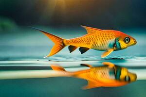 a fish is reflected in the water. AI-Generated photo