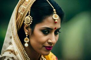 a beautiful indian bride in traditional attire. AI-Generated photo