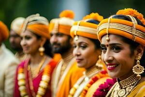 indio Boda ceremonia en Delhi. generado por ai foto