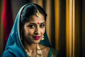 a beautiful indian woman in traditional attire. AI-Generated photo