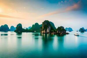 the beautiful landscape of halong bay. AI-Generated photo