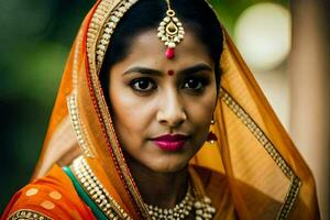 a beautiful indian woman in traditional attire. AI-Generated photo