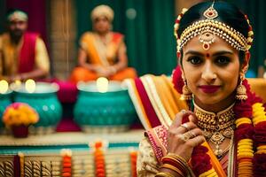 a beautiful indian bride in traditional attire. AI-Generated photo