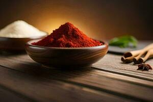 red chili powder in a bowl. AI-Generated photo