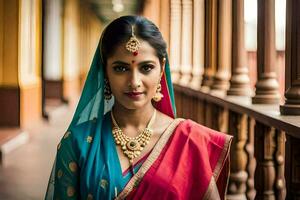 a beautiful indian woman in traditional attire. AI-Generated photo