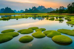 the li river in china. AI-Generated photo