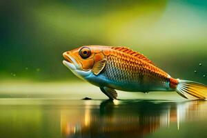 un pescado es nadando en el agua. generado por ai foto