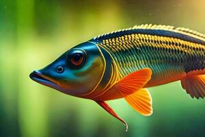 fish in aquarium 3d wallpaper. AI-Generated photo