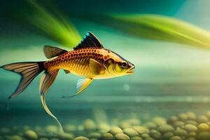 un pescado nadando en el agua con rocas generado por ai foto