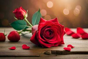 the rose is the symbol of love and romance, and the red color is the color of love. AI-Generated photo