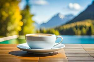 café en el terraza. generado por ai foto