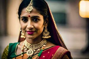 a beautiful indian bride in traditional attire. AI-Generated photo