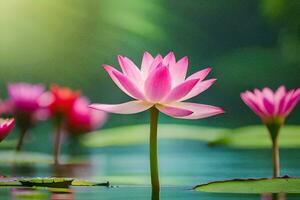 pink lotus flowers in the water. AI-Generated photo