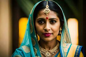 a beautiful indian woman in traditional attire. AI-Generated photo