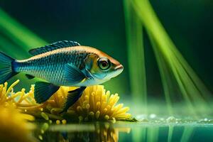 photo wallpaper the fish, water, plants, grass, plants, the sea, the sea,. AI-Generated