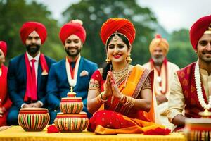 indio Boda ceremonia en el Reino Unido. generado por ai foto