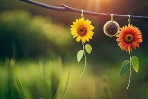 photo wallpaper the sun, flowers, nature, the grass, the sun, the grass, the. AI-Generated