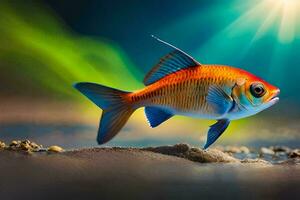 photo wallpaper fish, the sun, the fish, the sun, the fish, the sun,. AI-Generated