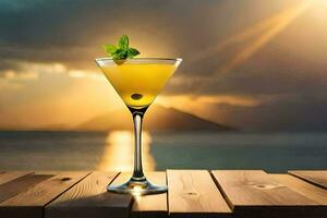 cocktail on the beach. AI-Generated photo