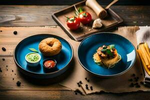 the food is served on the table. AI-Generated photo
