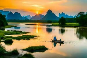 the li river in china. AI-Generated photo